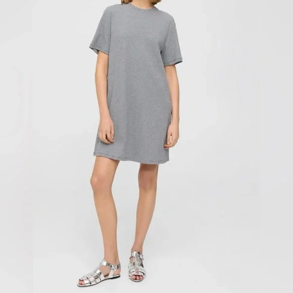 THEORY Striped Cotton Jersey T Shirt Charcoal dress size Large - Picture 13 of 13